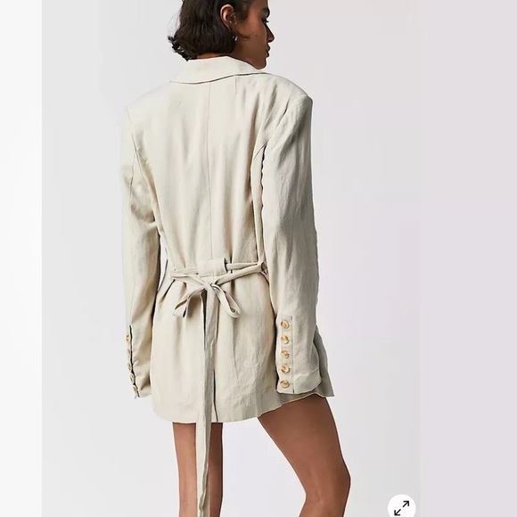 FREE PEOPLE OLIVIA BLAZER In Pebble Jacket Double Breasted size large NWT - Picture 4 of 9